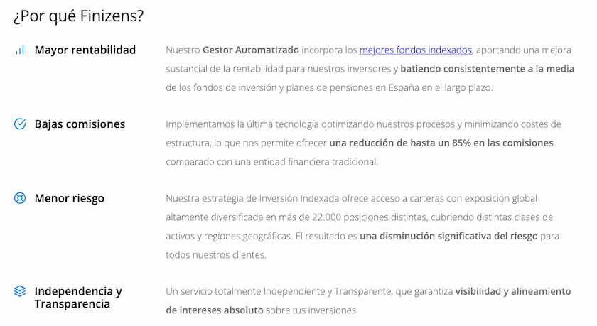 características de finizen roboadvisor